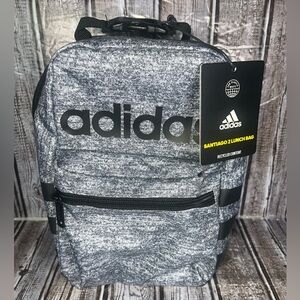 Adidas Insulated Lunch Bag Front Zip Pocket, Clip Handle Gray & Black NEW!